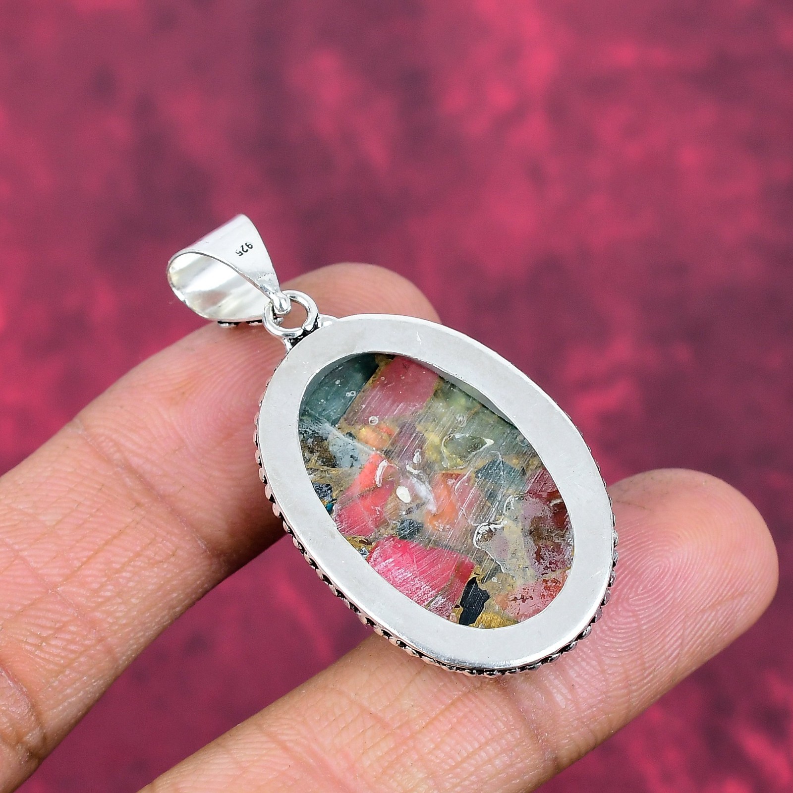 Spiny Oyster Gemstone Handmade 925 Solid Silver Jewelry Pendant Gifts For Him