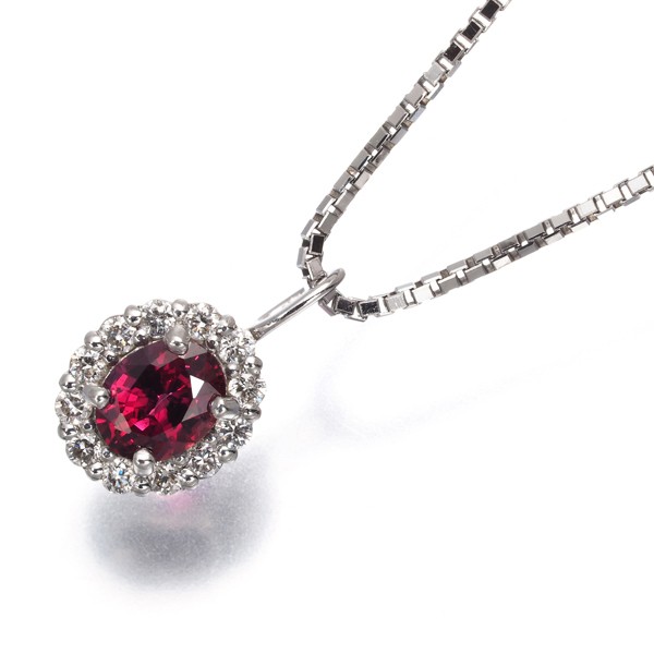 Ruby 0.338ct Diamond Classic Necklace 950 850 Platinum