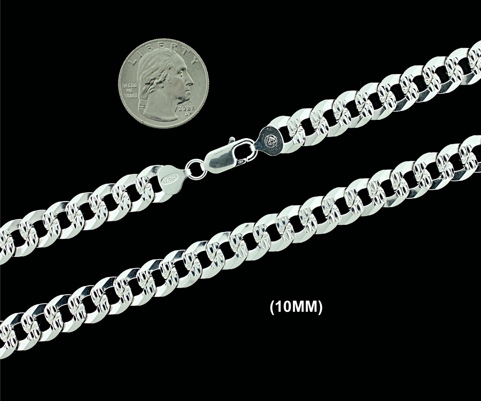 Mens SOLID 925 Sterling Silver DIAMOND CUT CUBAN CURB Chain Bracelet or Necklace