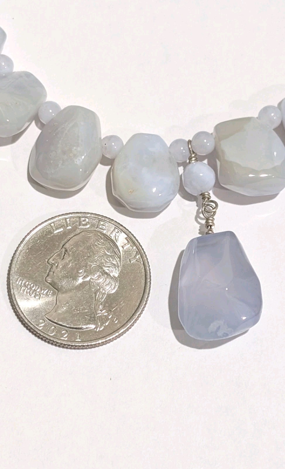 Sterling Silver Natural Rainbow Moonstone Polished Nugget 17″ Necklace 30 Grams