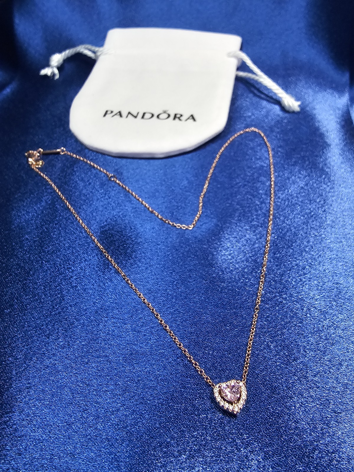 Pandora Rose Gold Sparkling Heart Collier Necklace ALE MET 388425C01