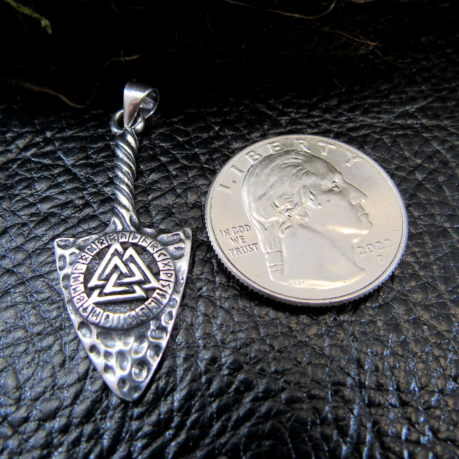 Solid 925 Sterling Silver Viking Valknut Thor Hammer Pendant Norse Rune Jewelry