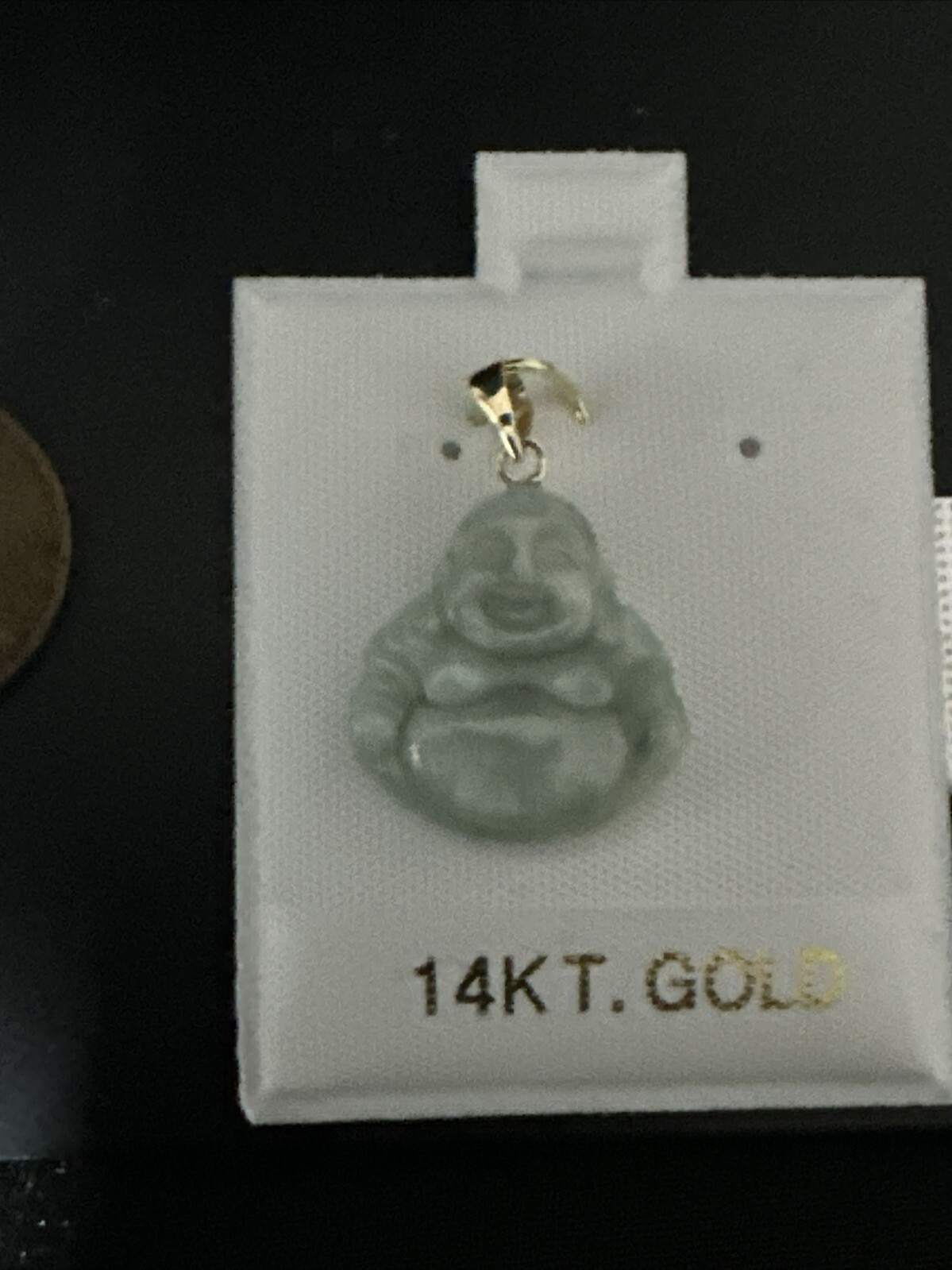 Light Green Laughing Buddha Jade Pendant (14K)