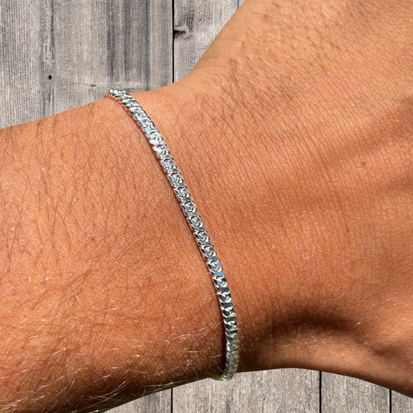 2.5mm Dollar Link Bracelet – Real Solid 925 Sterling Silver MADE IN ITALY