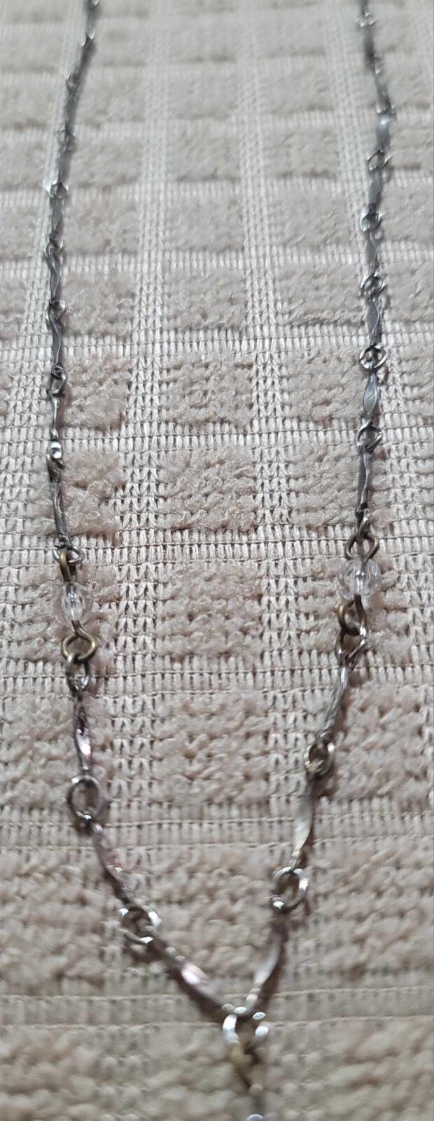 Bar Link Y Drop Lariat Silver Toned Chain Drop Beaded Necklace