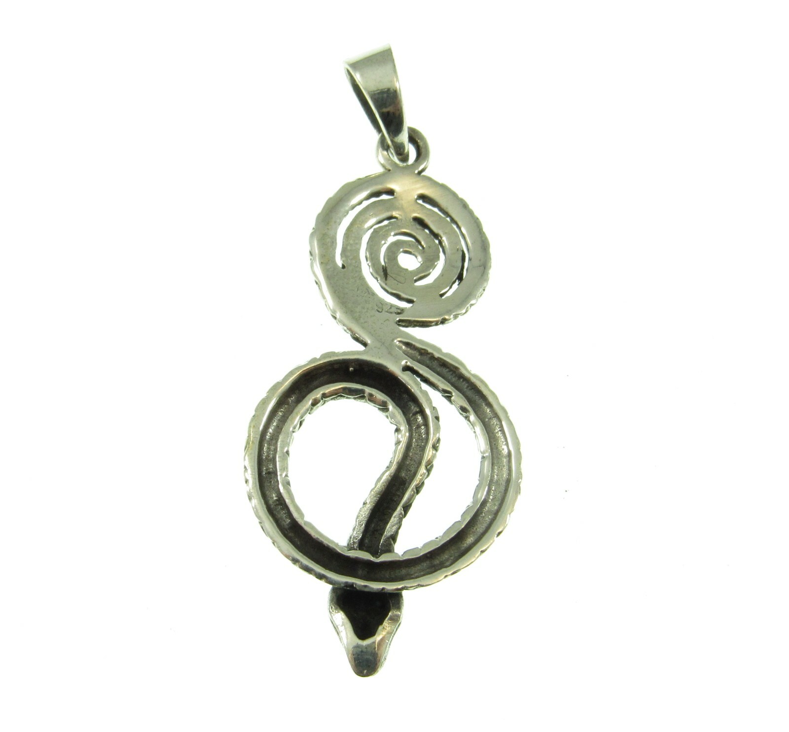Handcrafted Solid 925 Sterling Silver Coiled SNAKE Pit Viper Pendant