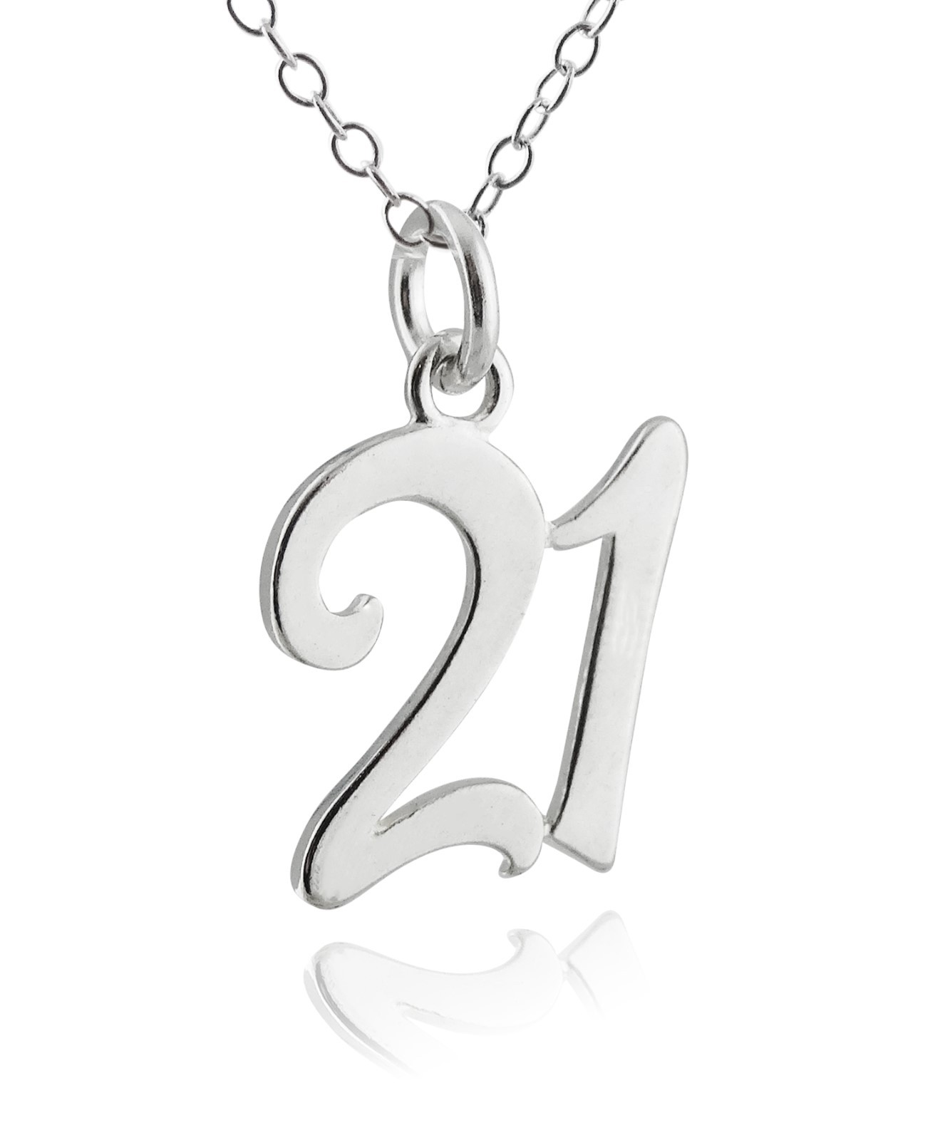 21 Twenty One Charm Necklace – 925 Sterling Silver – Birthday Anniversary Number