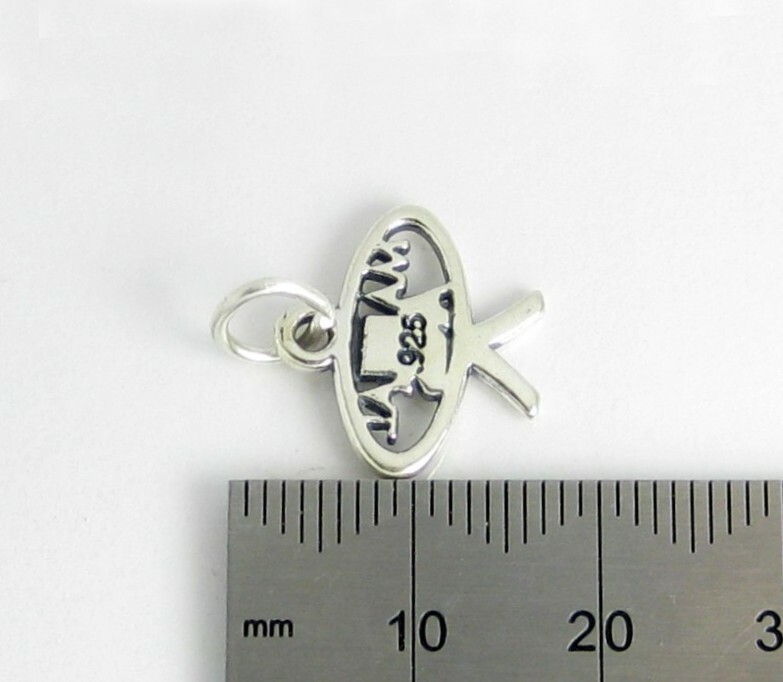 .925 Sterling Silver Oval “Martial Arts” Pendant / Charm, Stamped. US Seller