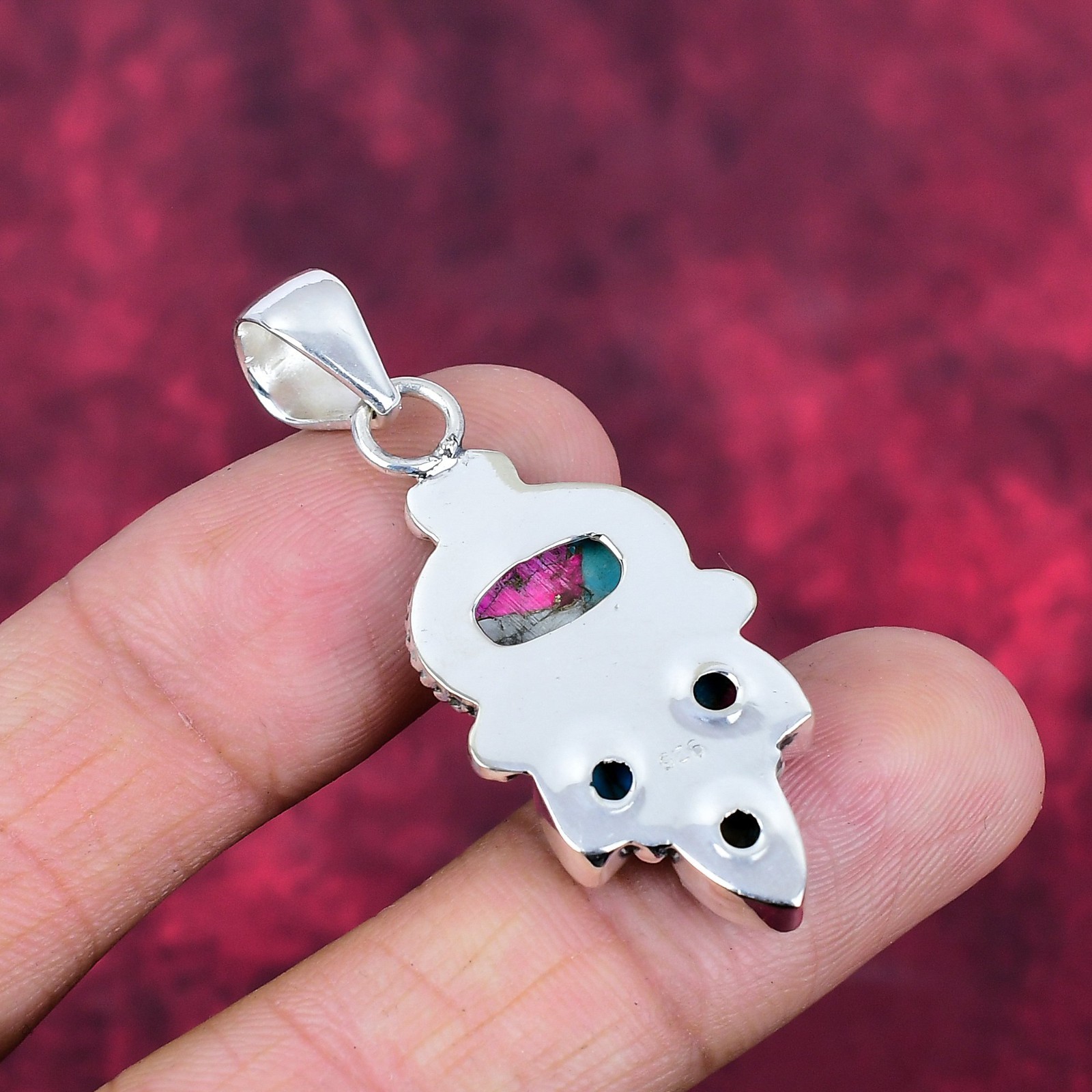 Cotton Candy Turquoise Gemstones Handmade 925 Sterling Silver Pendant Jewelry