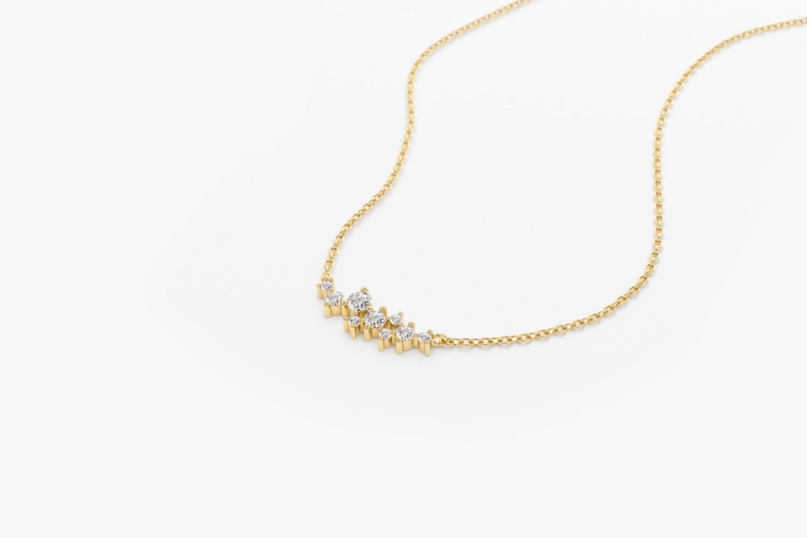 Best Seller!Necklace For Mother’s Day Gift Round Natural Diamond 14k Yellow Gold