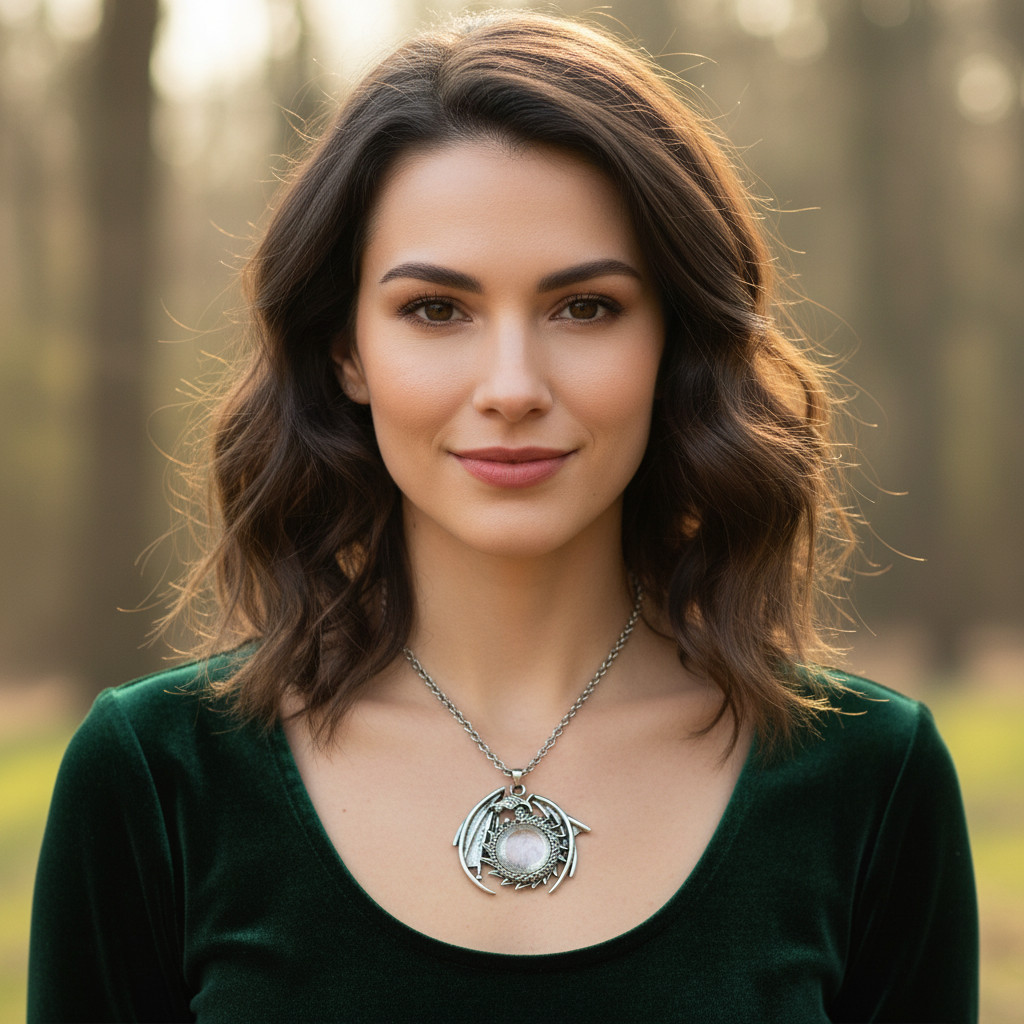 Premium Clear Crystal Necklace – Dragon Mythical Crystal Pendant for Her