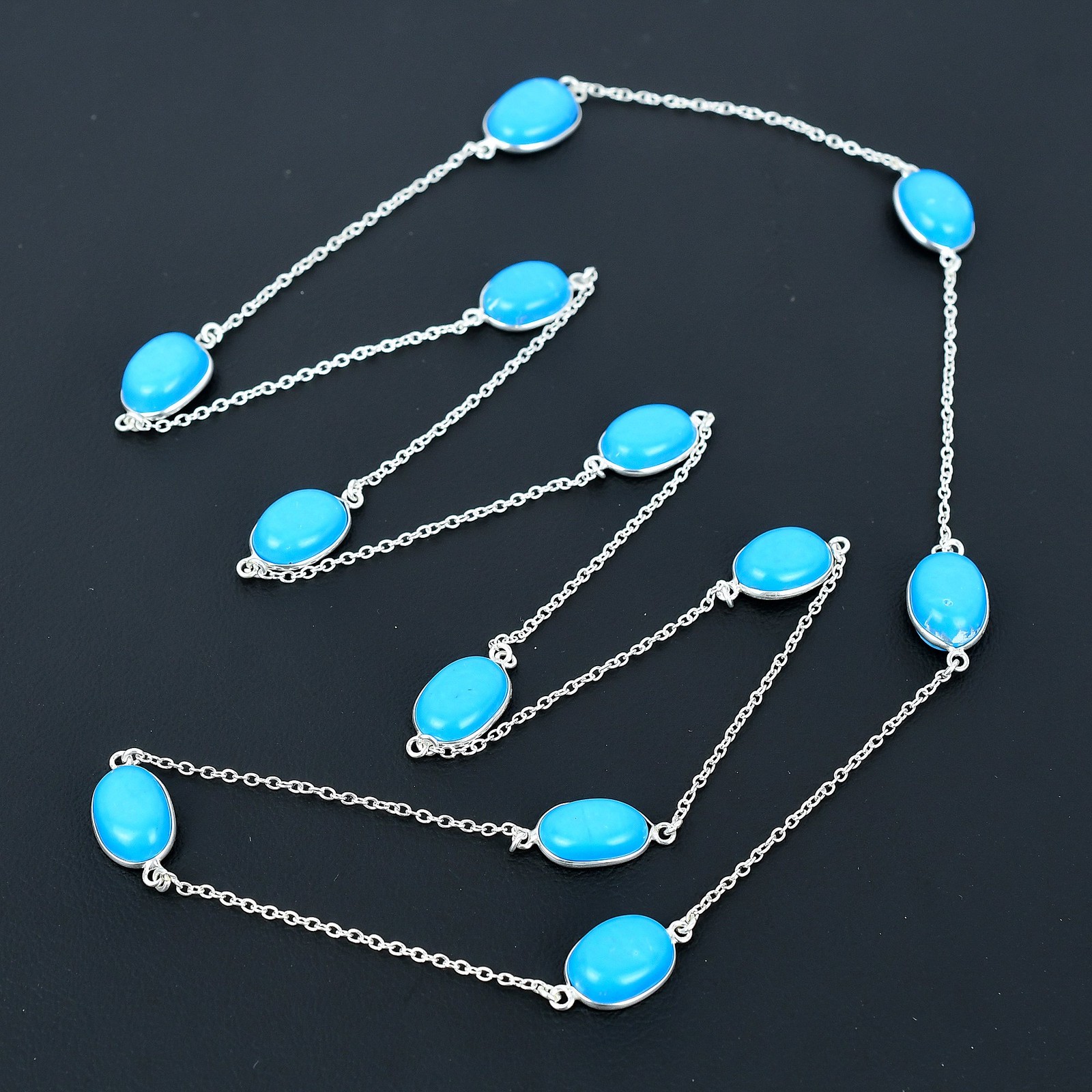 Sleeping Beauty Turquoise 925 Sterling Silver Gemstone Jewelry Necklace 36″ PG 2