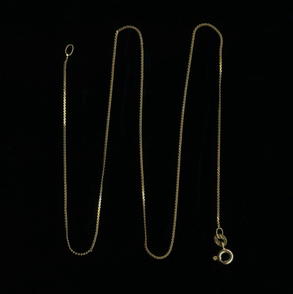 14K 1.55 Gram Solid Yellow Gold 16″ Serpentine Link Pendant Necklace Chain (ZD
