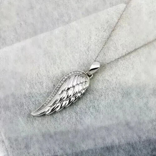 1.00Ct Round Diamond Lab Created Angel Wing Pendant 14k White Gold Plated