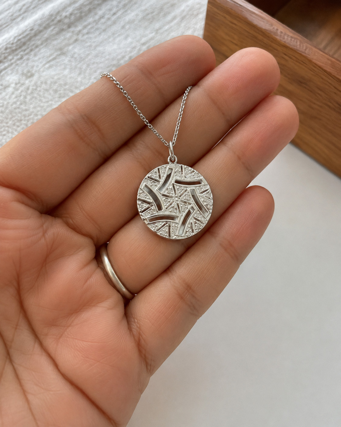 Rose Cut Diamond Sunburst Disc Pendant, 925 Sterling Silver Necklace, Handmade R