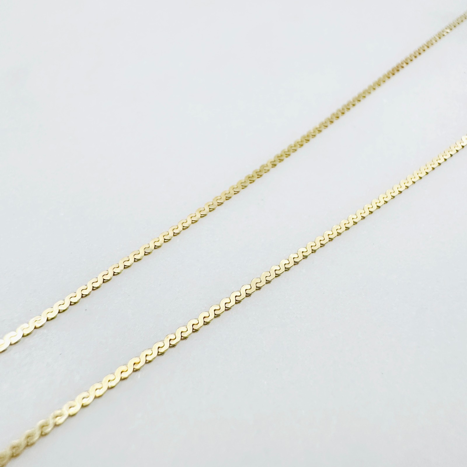 Solid 14K Yellow Gold Serpentine Link Chain Necklace, 1mm, 23 7/8″ LONG