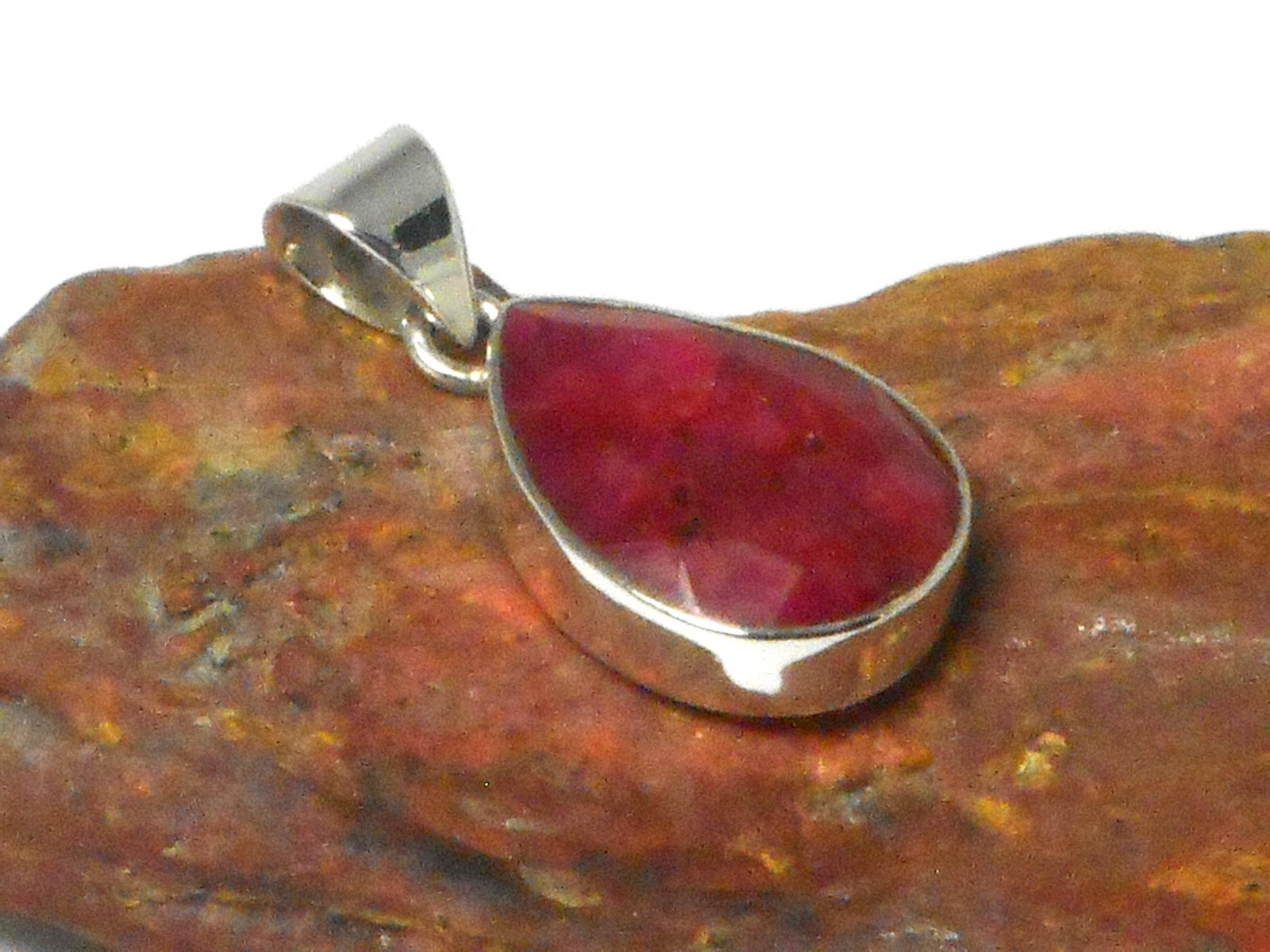 Pink Red RUBY Sterling Silver 925 Gemstone Pendant
