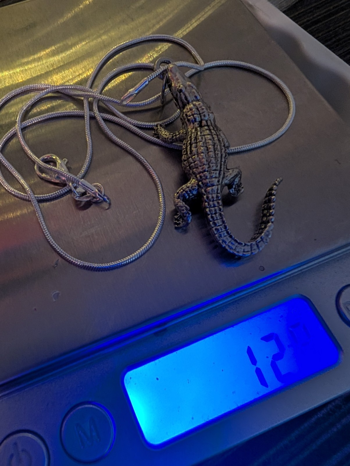 Thick Solid Sterling 925 Alligator Pendant Bayou Hunter Louisiana Ori. Cast 12G