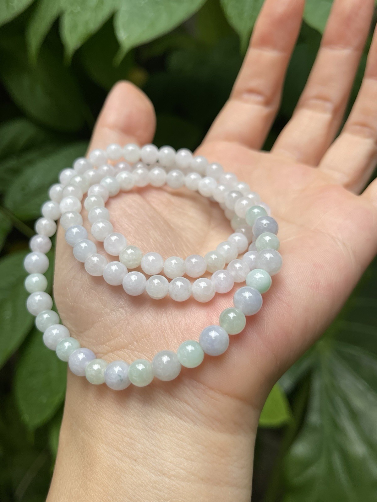 Natural Grade A Burmese Multi-Color Jadeite Bead Necklace Wrap Bracelet 6mm-7mm