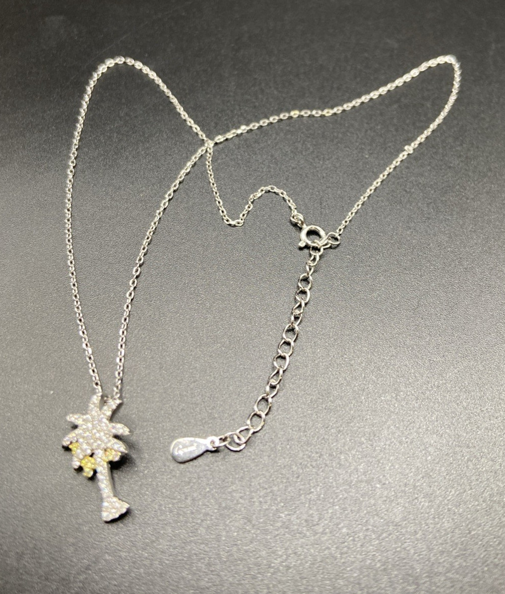 Designer Sterling Silver Palm Tree Pendant Necklace