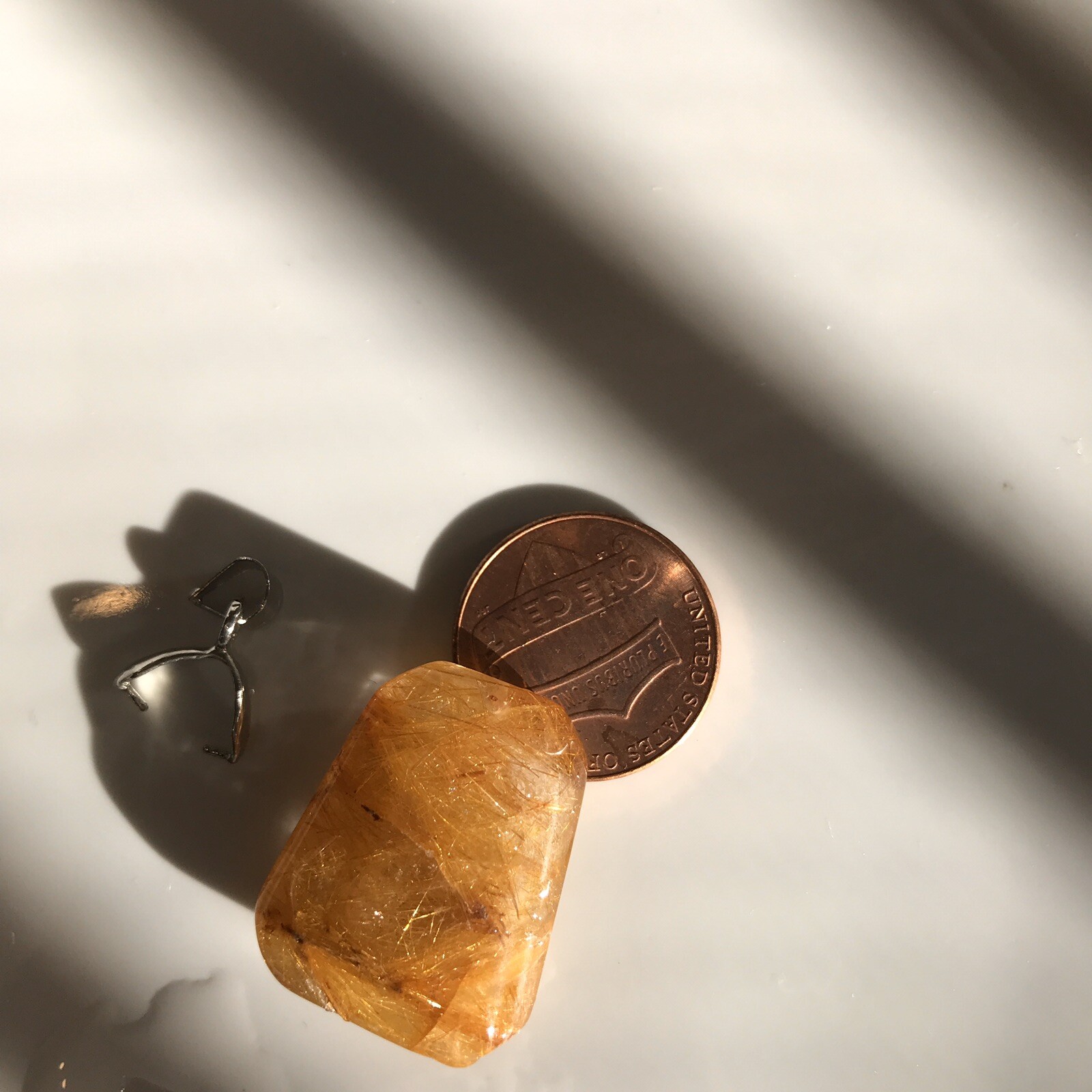 US SELLER Natural cushion Golden Rutilated Quartz Pendant Brazil Crystal 18