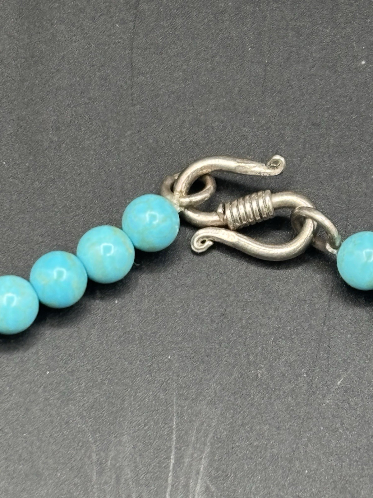 Sterling Silver Turquoise Graduate Beaded Necklace 113 Grams
