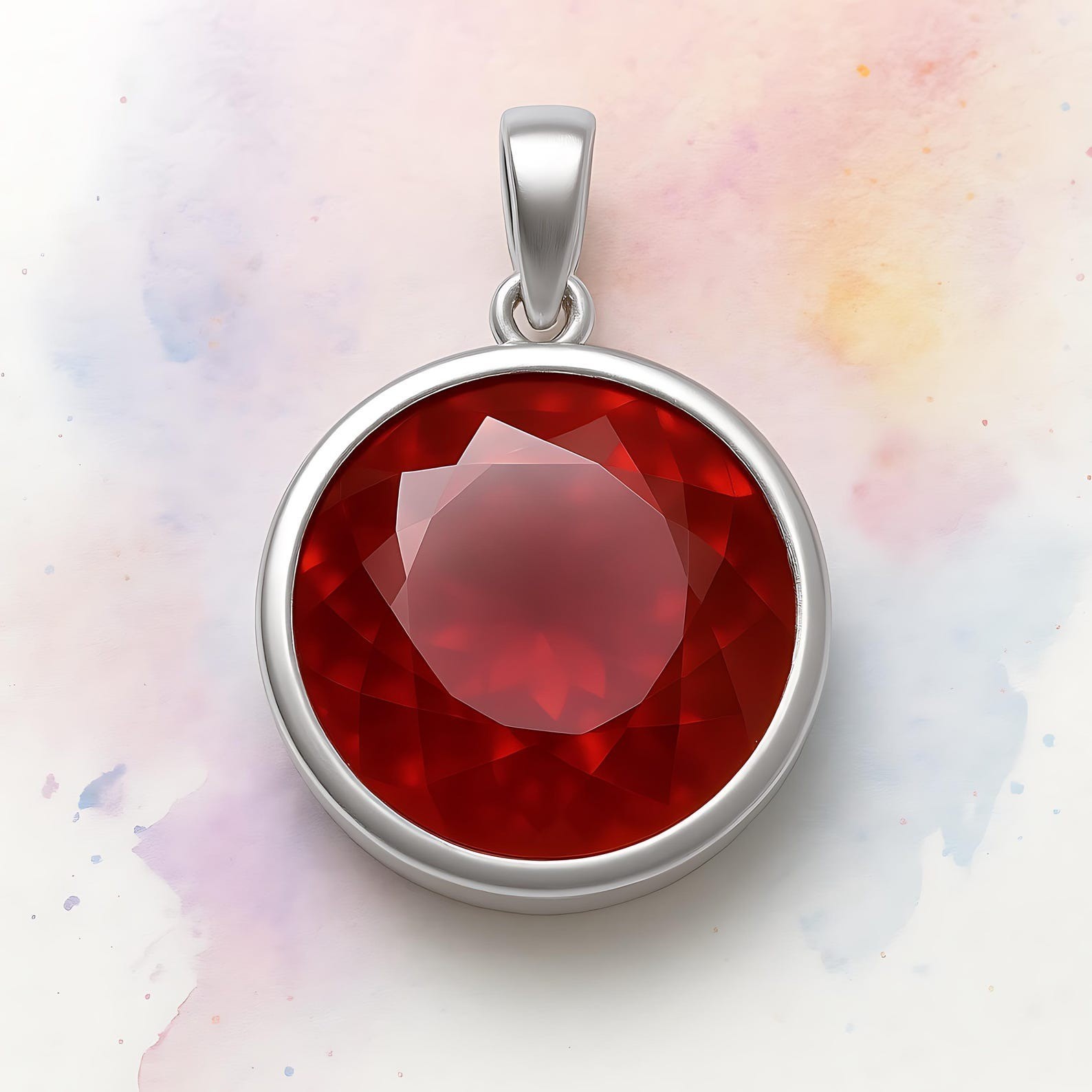 37.80 Ct Natural Red Ruby Pendant Certified 925 Sterling Silver Loose Gemstone