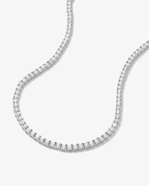 Lab Created Diamond 12Ct Round Cut Tennis Women’s Necklace 14K White Gold Plated