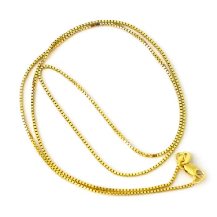 18K Solid Yellow Gold Lite Box Chain Necklace 16″,18″ or 20″