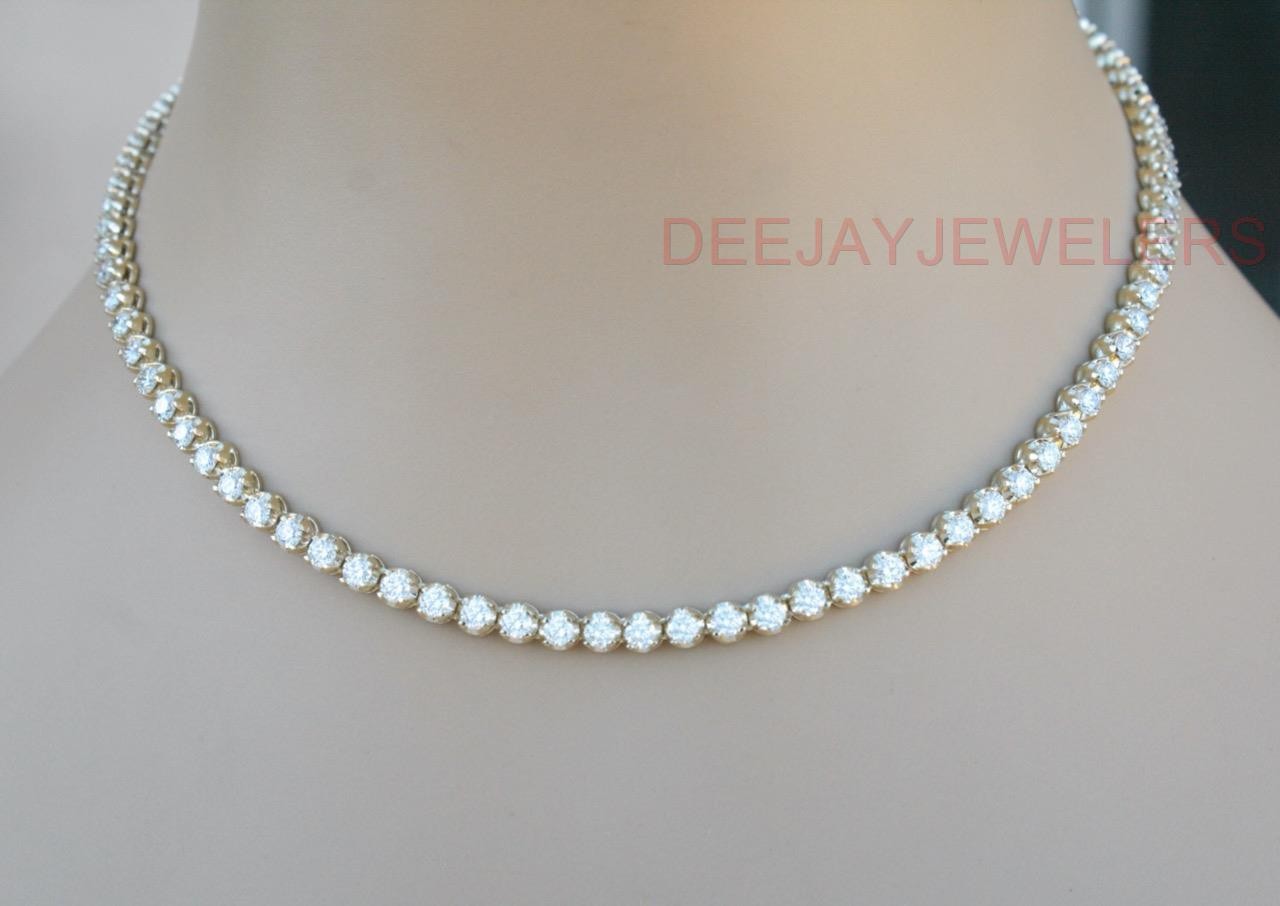 13ct Diamond Eternity Tennis Necklace 14k Yellow Gold 30gm