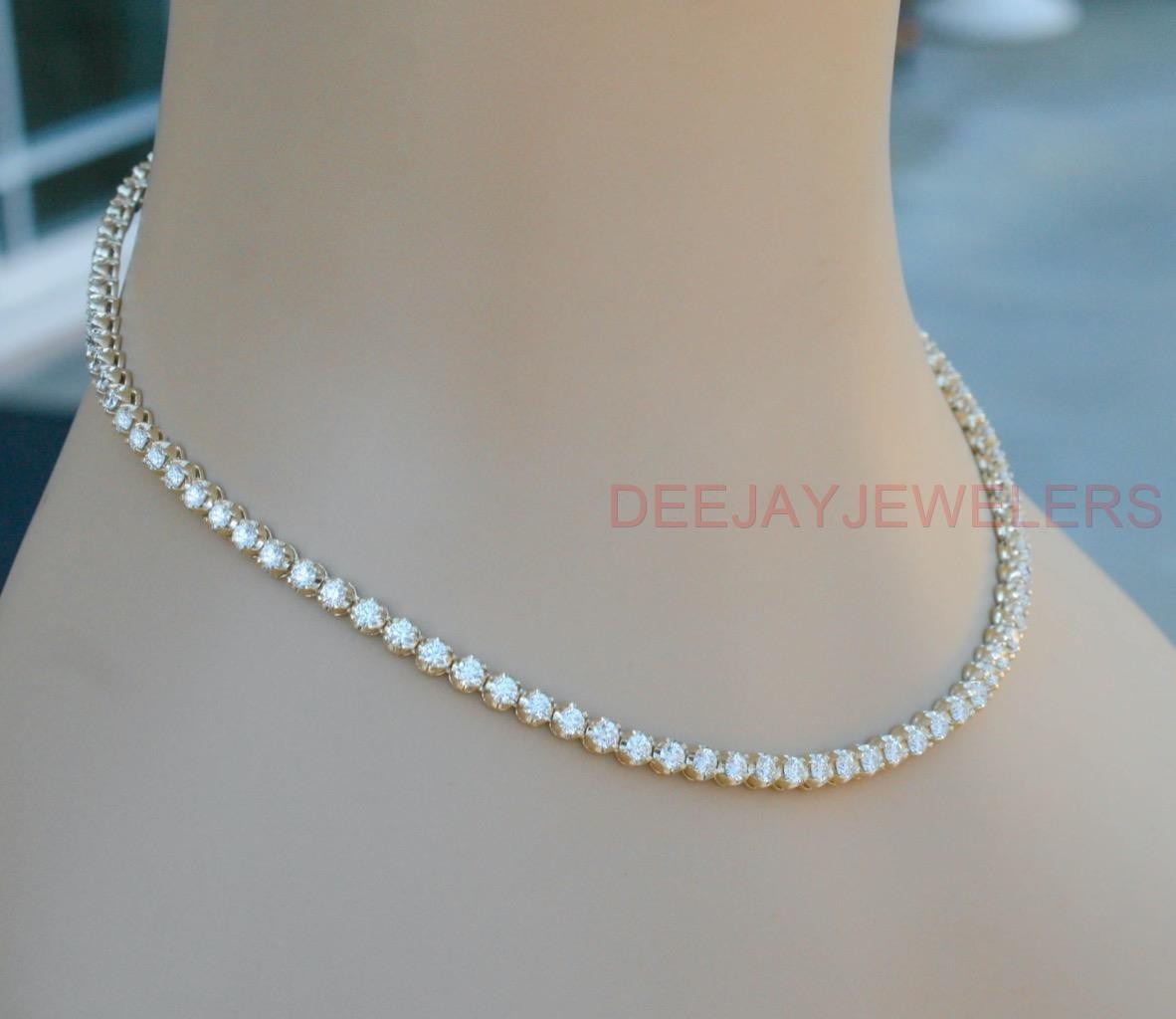 13ct Diamond Eternity Tennis Necklace 14k Yellow Gold 30gm
