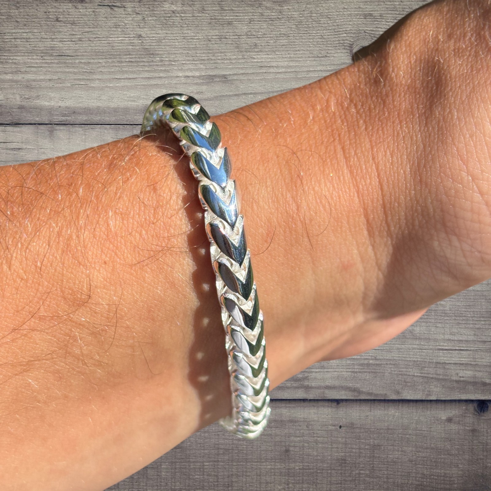 6mm Rounded Franco Link Bracelet – Real Solid 925 Sterling Silver MADE IN ITALY