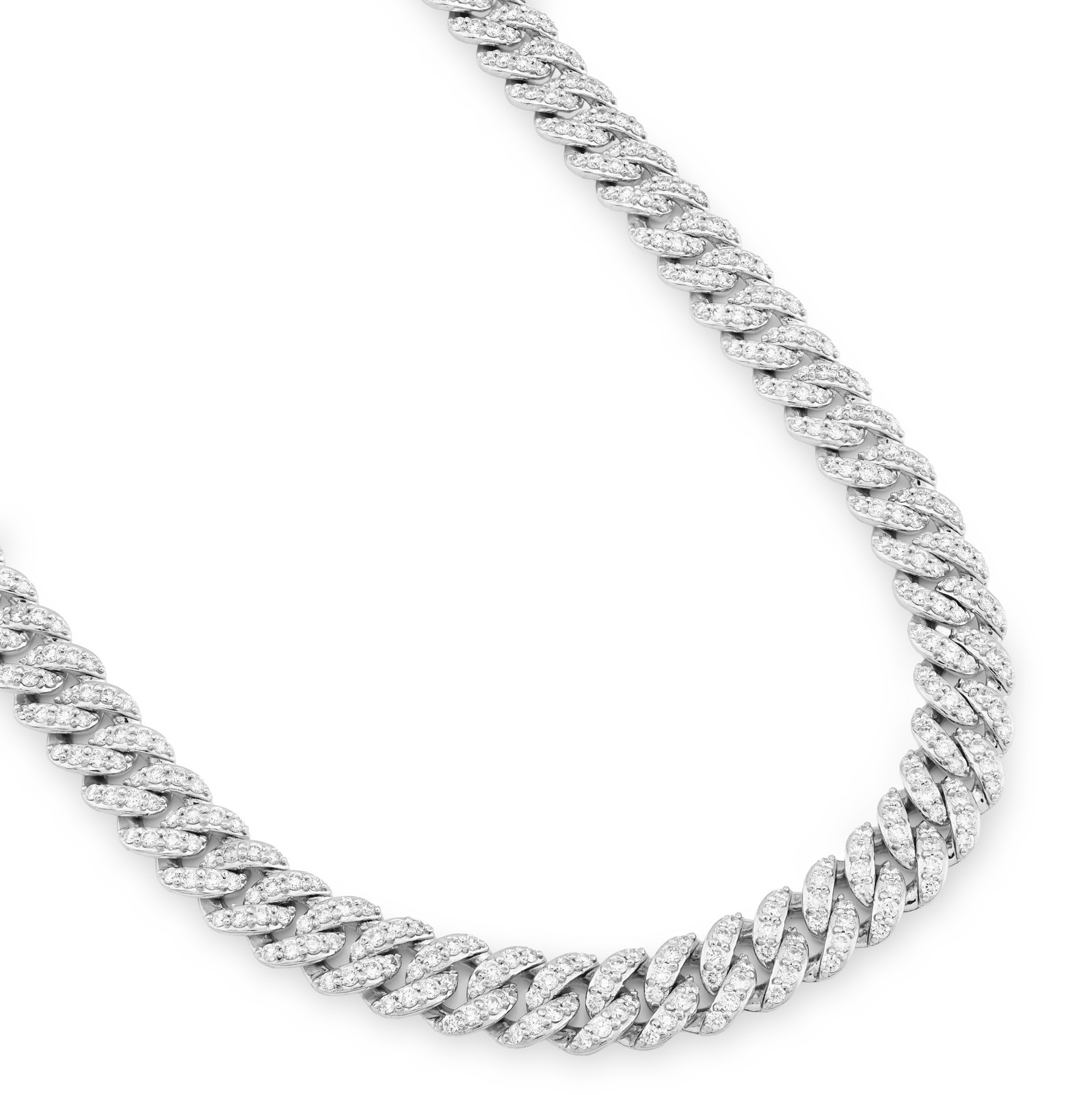 7.5MM 925 Sterling Silver 10CTW Lab Diamond Cuban Chain 59.7g 22 Inches Necklace