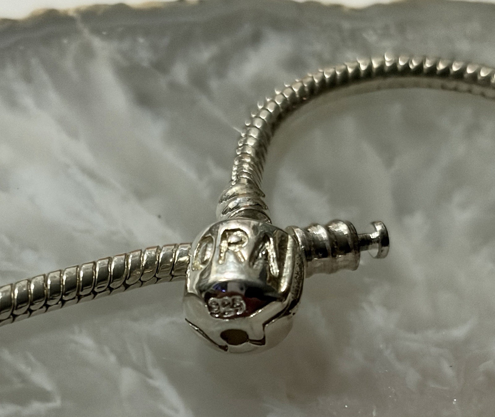 Pandora 18 Inch Cable Chain 925 Silver Necklace + 11 Glass Beads some marked 925