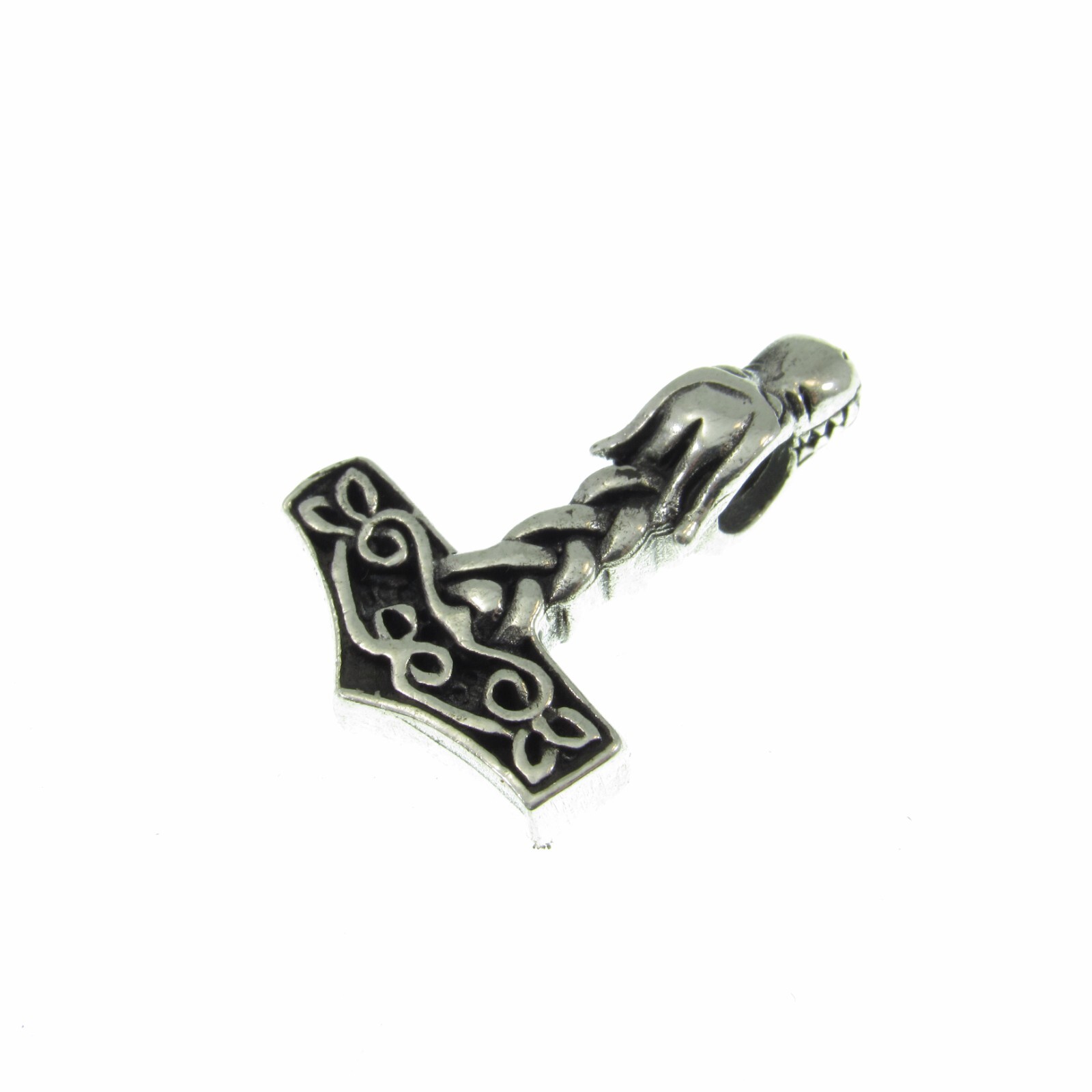 Solid 925 Sterling Silver Thor’s Hammer Pendant Necklace w/ Silver Box Chain