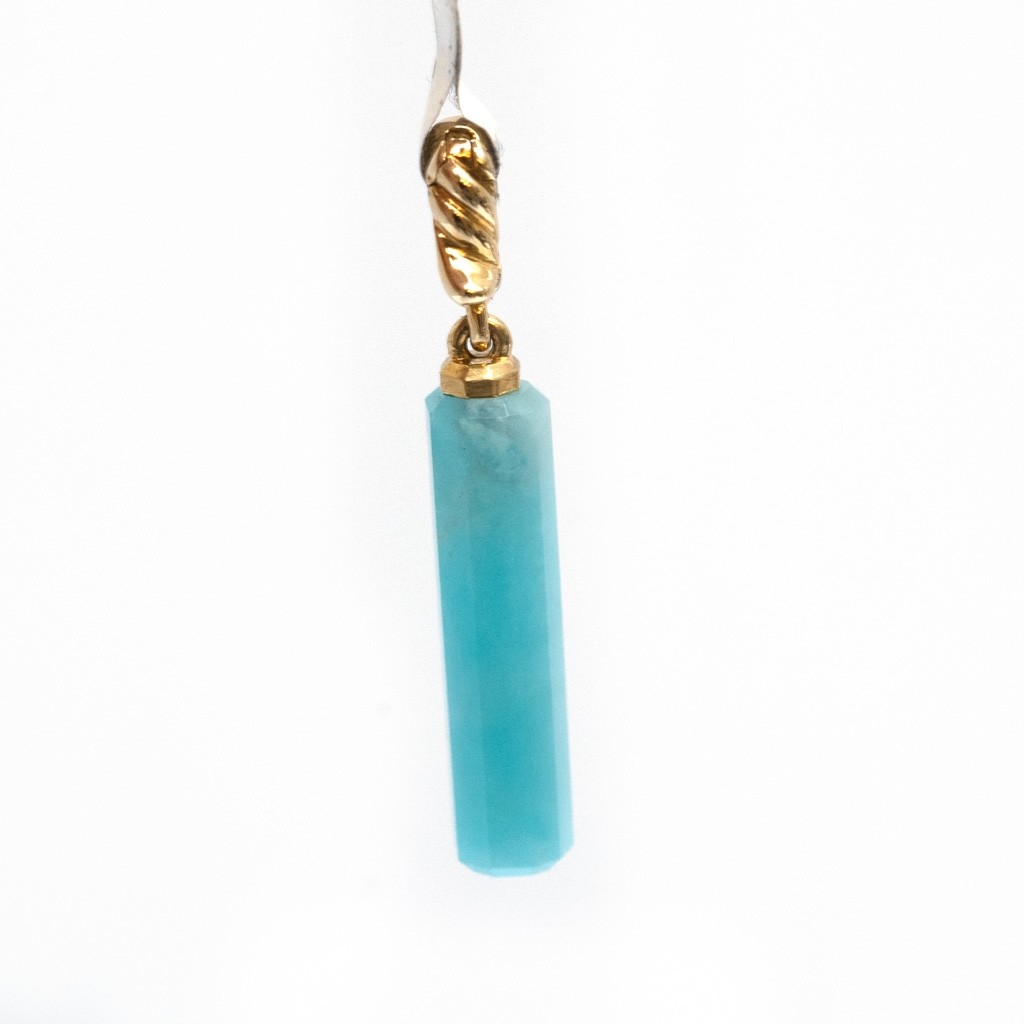 DAVID YURMAN New Ladies 20x5mm Barrel Charm Enhancer with Amazonite & 18K Gold