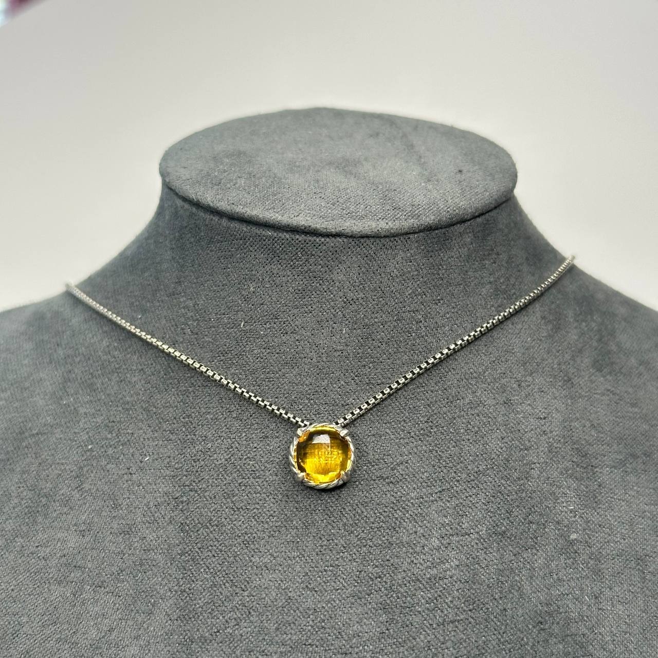 Authentic david yurman citrine and sterling silver women’s pendant necklace