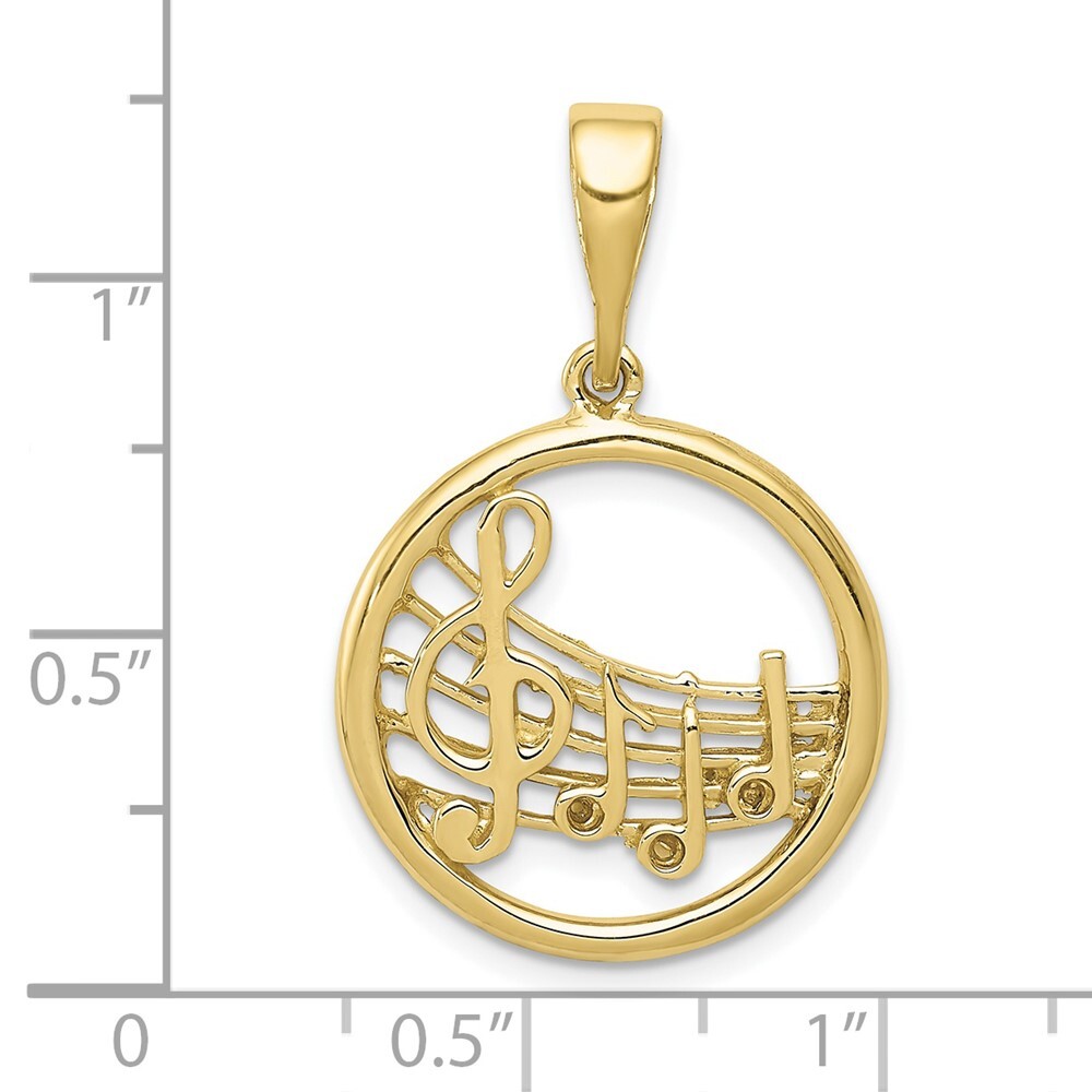 Real 10kt Yellow Gold Gold Polished Musical Notes Pendant