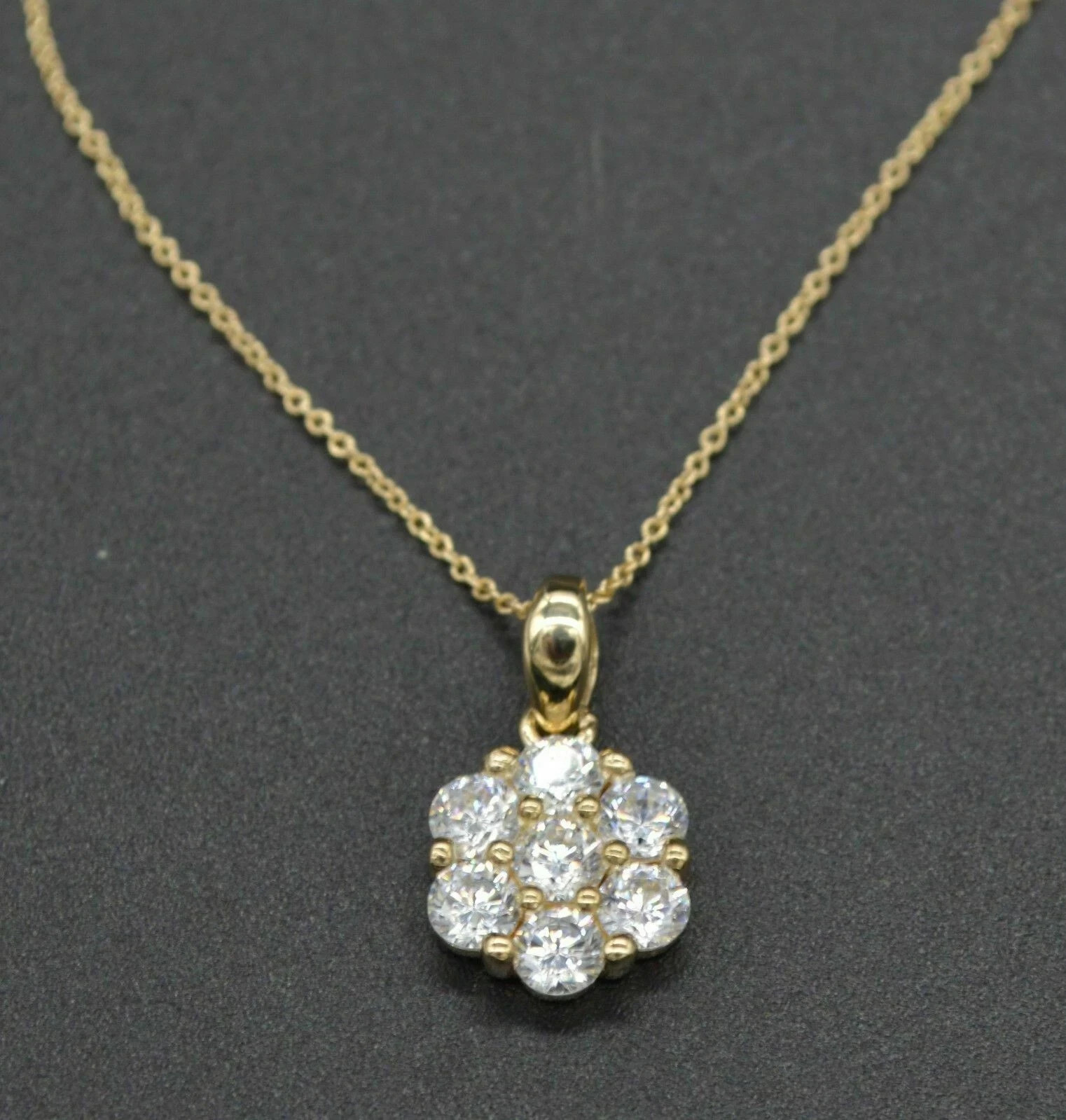 2Ct Round Lab Created Diamond Cluster Flower Pendant 14K Yellow Gold Plated