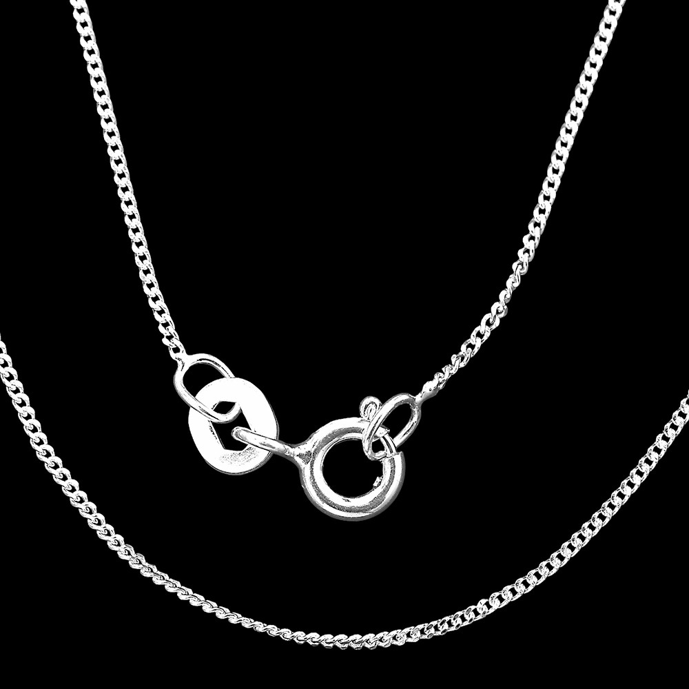 18″ Sterling Silver Curb Chain Necklace for Men & Women -Classic & Shiny DGC1017