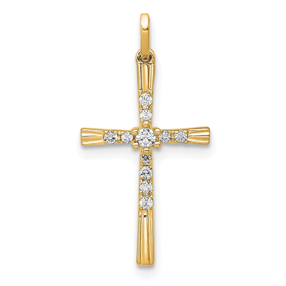 14K Yellow Gold 1/10ctw Diamond Cross Pendant