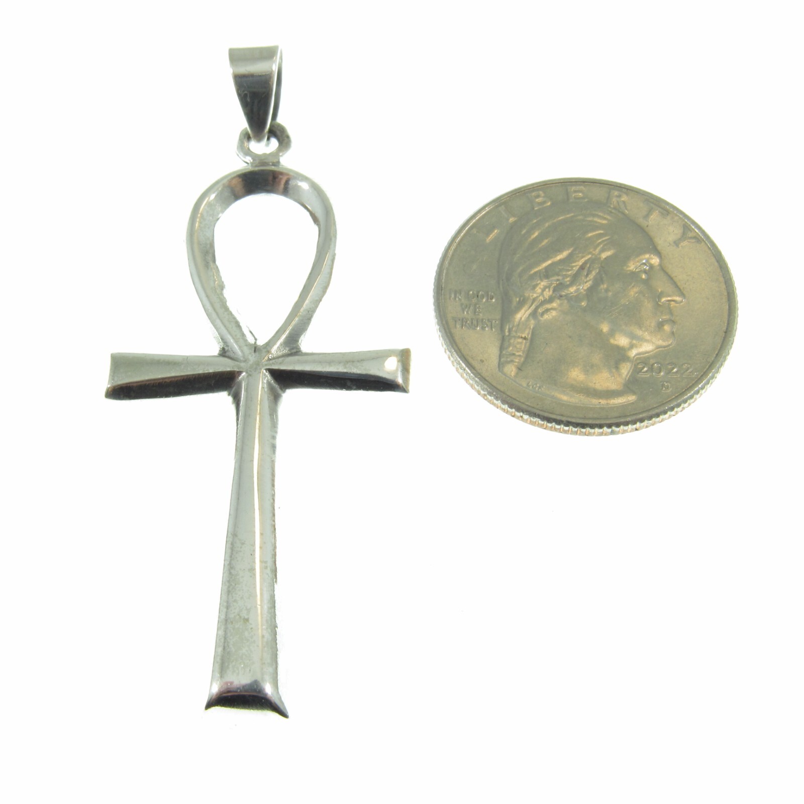 Large Solid 925 Sterling Silver Egyptian ANKH Cross Pendant, Key of Life
