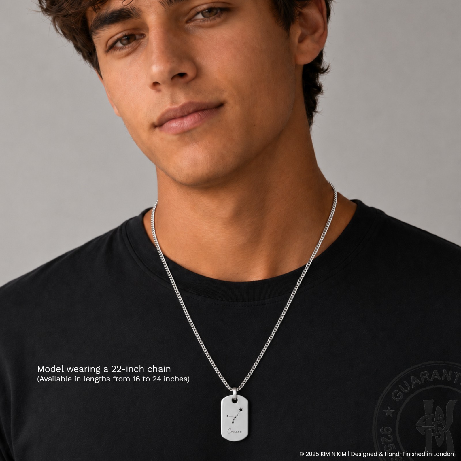Cancer Necklace for Him – Personalised Sterling Silver Gift for June & July