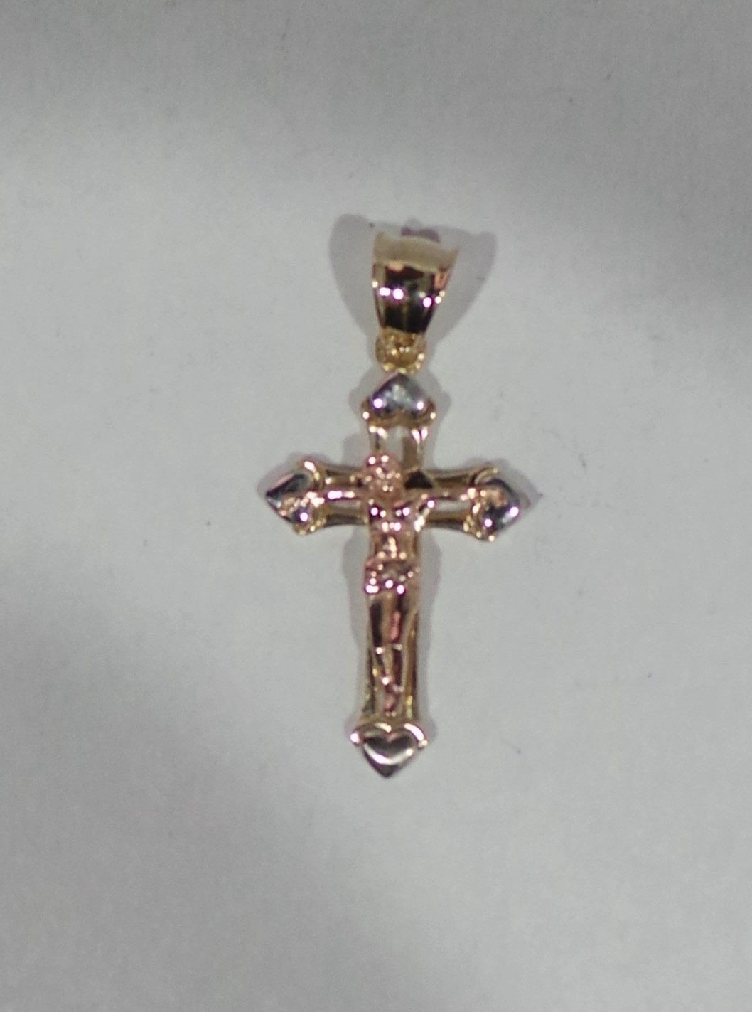 14k Multi-Tone Gold Religious Jesus Crucifix Cross Pendant 1.0 Grams 26x13mm