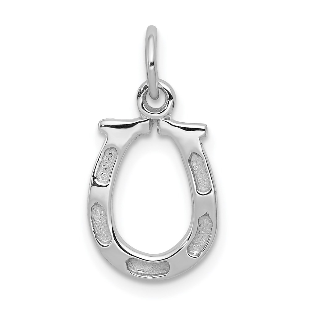Real 14K White Gold Solid Polished Horseshoe Charm Pendant; Length 20 mm