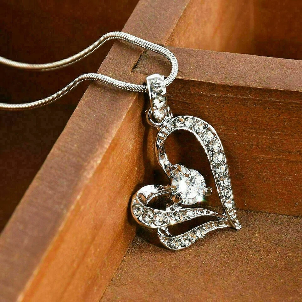 1.50Ct Round Cut VVS1/D Diamond Women’s Love Heart Pendant 14k White Gold Finish