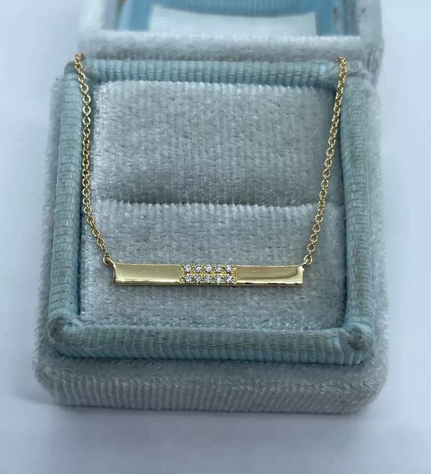 0.20Ct Round Lab Created Diamond Bar Pendant 14K Yellow Gold Finish