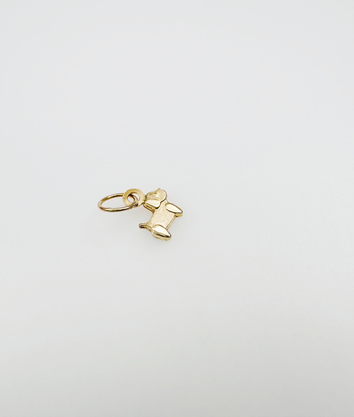 14K Solid Yellow Gold Teeny Tiny – Very Small Dog Puppy Charm Pendant 10x6mm