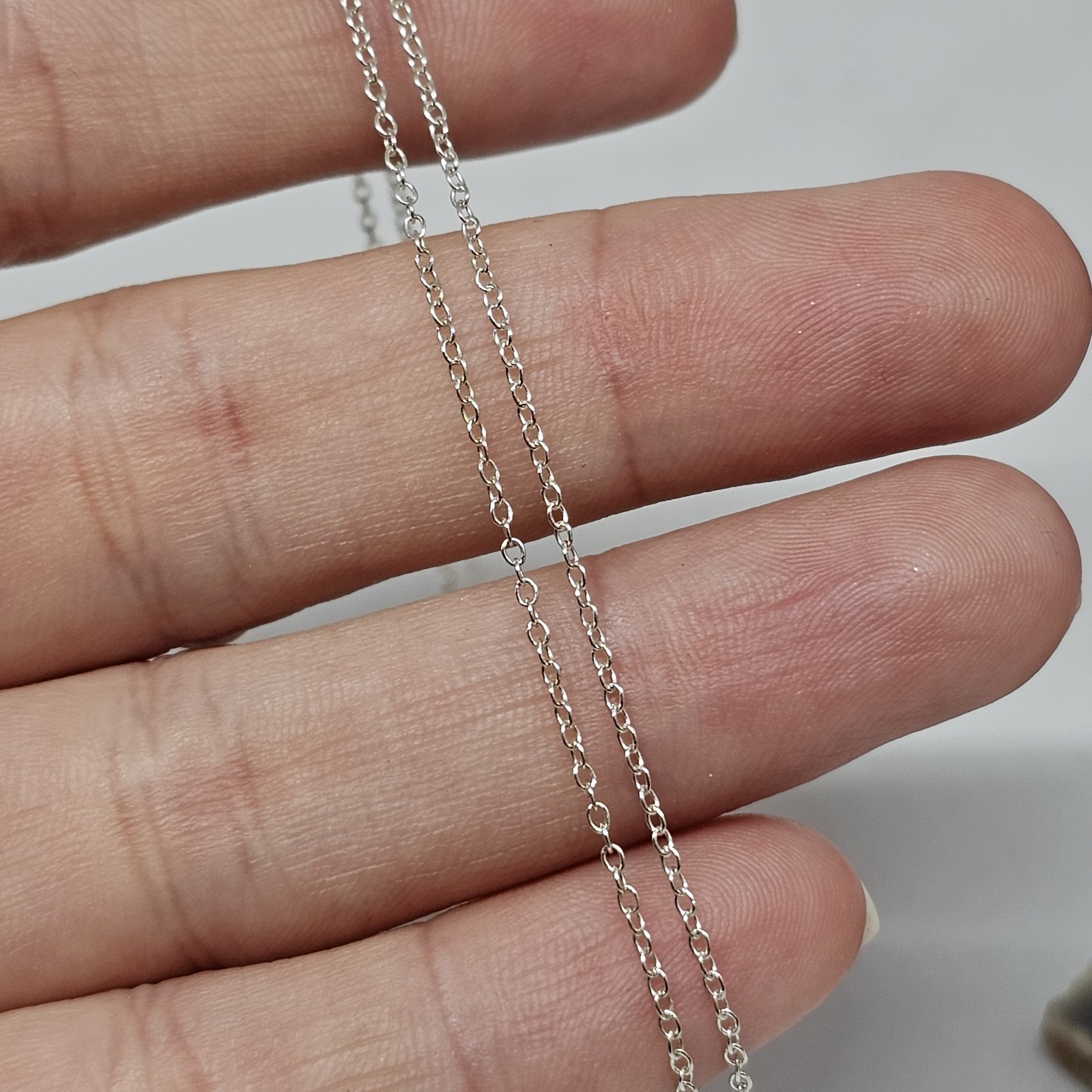 KA 1772 925 Sterling Silver Chain Necklace 18″ Dainty Fine Layering Jewelry