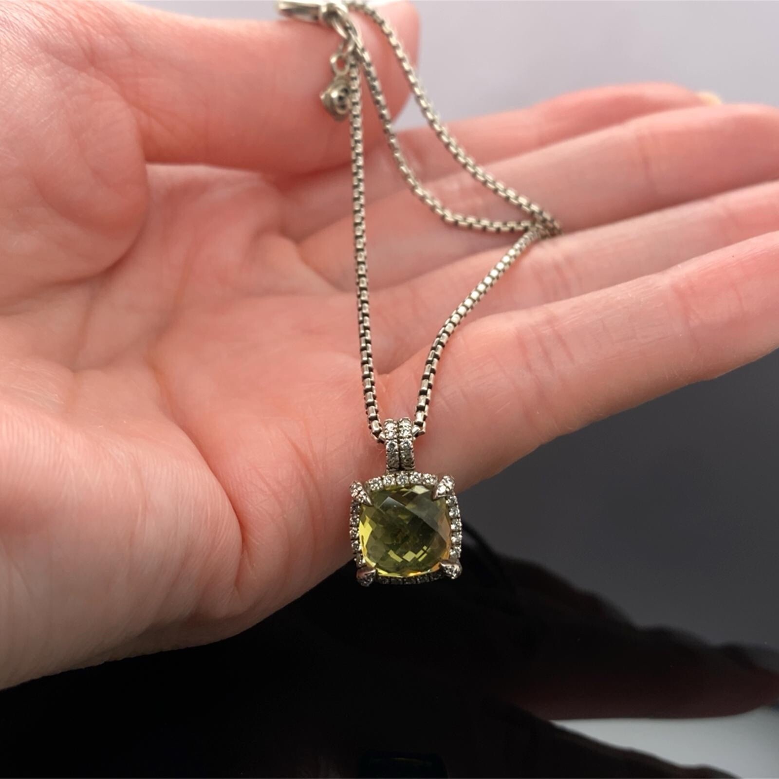 David Yurman Sterling Silver Citrine Chatelaine Diamond Pendant Necklace $1125